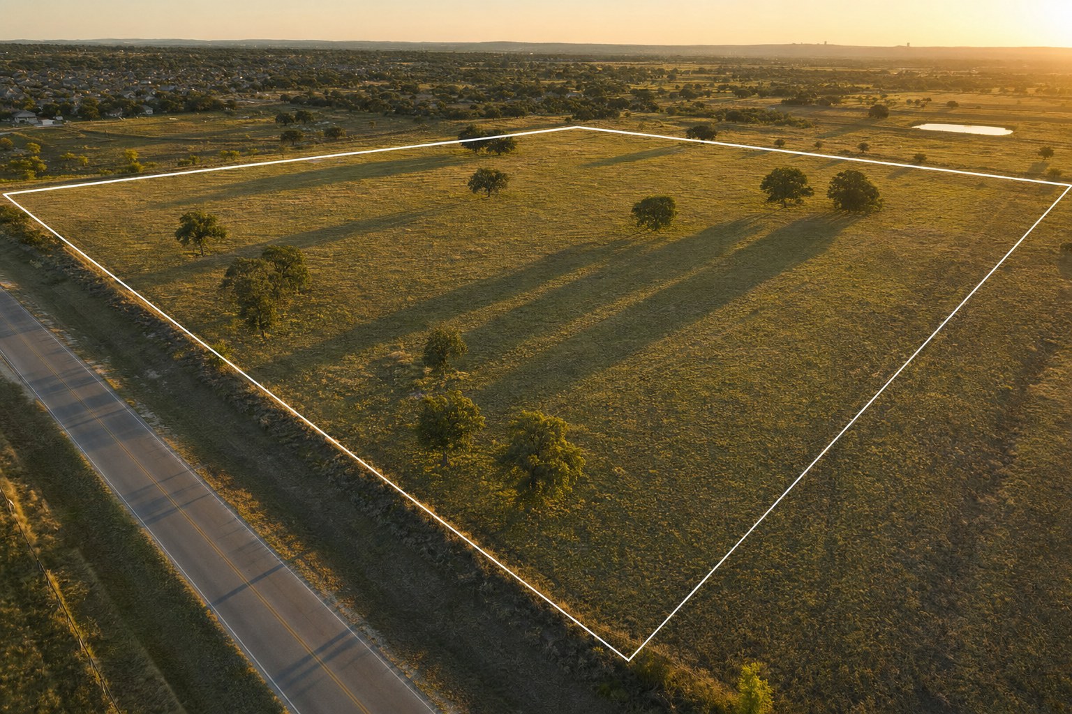 Aerial view of commercial land parcel